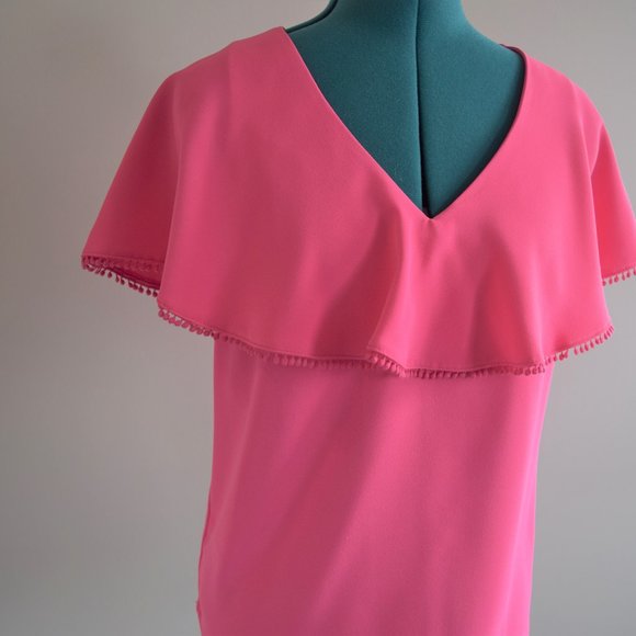 Trina Turk Layered V-Neck Fringe Blouse - Picture 2 of 9